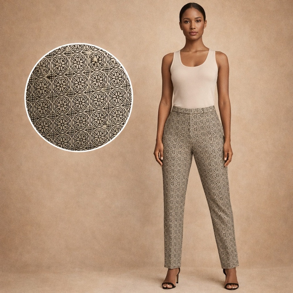 H&M Super Stretch Slim Plaid Pants Size 8 EU38 Tailored Career Chic Look